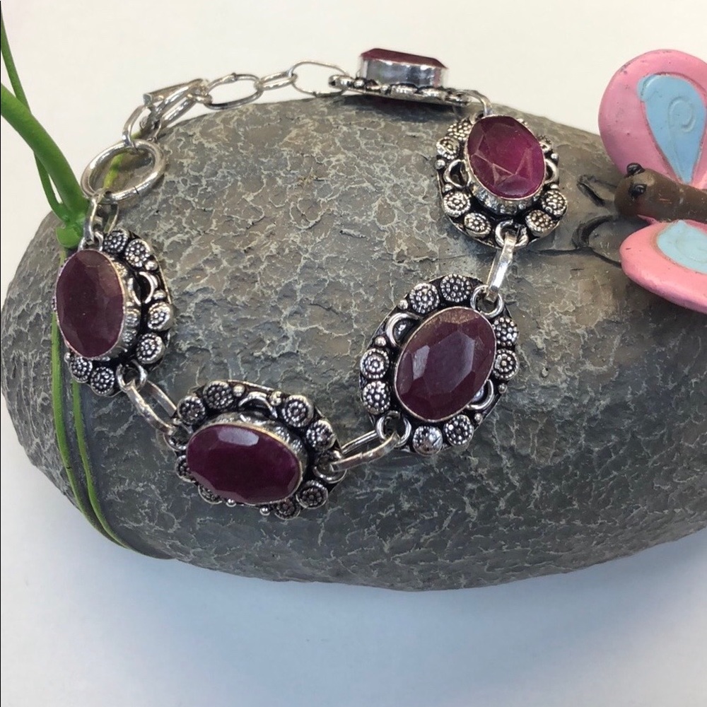 Silver Ruby Bracelet